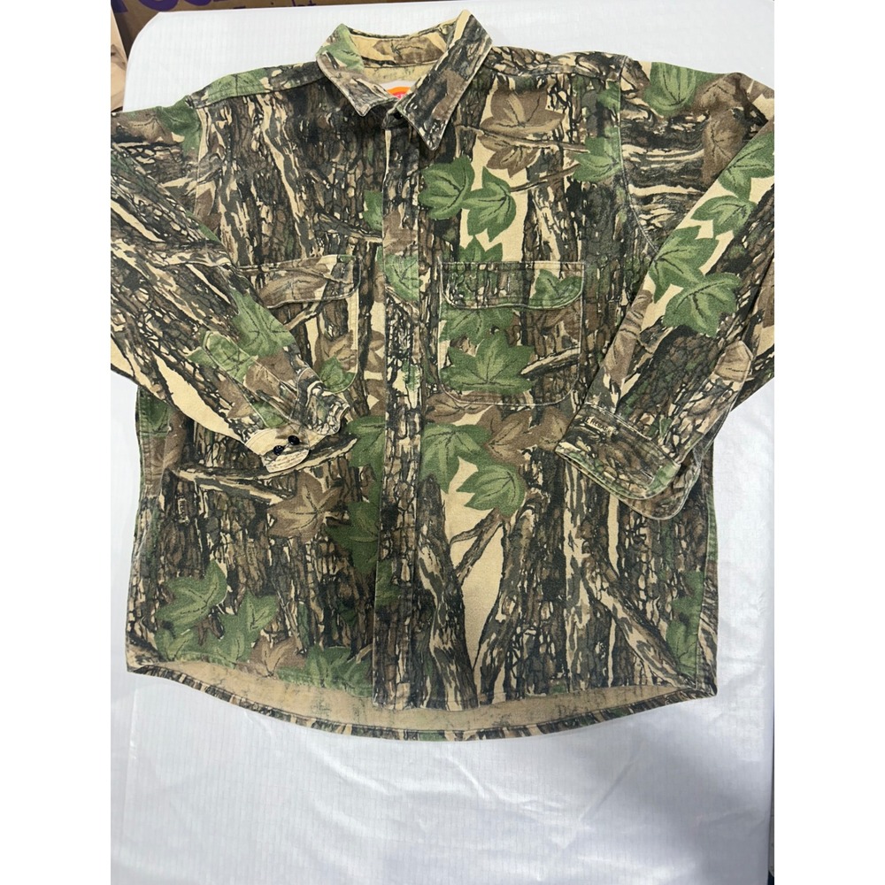 Winchester Mens Trebark Camo Flannel Shirt XL Hunting Outdoor Heavyweight Green